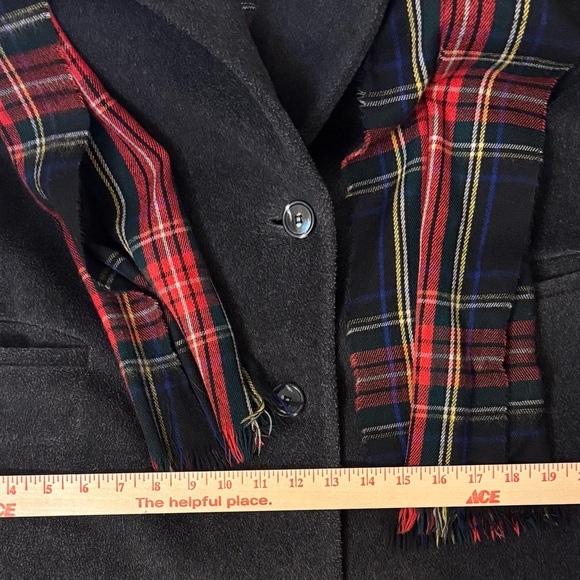 VTG Women's 12/14 Black Charcoal Union Made In USA Thick 100% Wool Long Trench - Picture 16 of 16